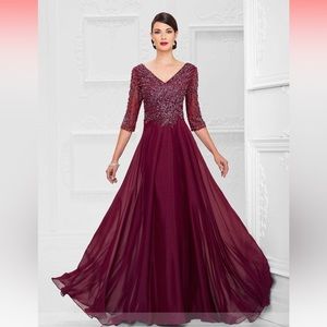 Montage by Mon Cheri Burgundy Dress